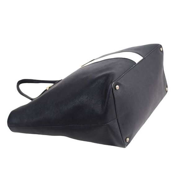 Kate Spade NY BLACK WHITE GENUINE LEATHER SATCHEL SHOULDER BAG HANDBAG PURSE - Picture 7 of 16